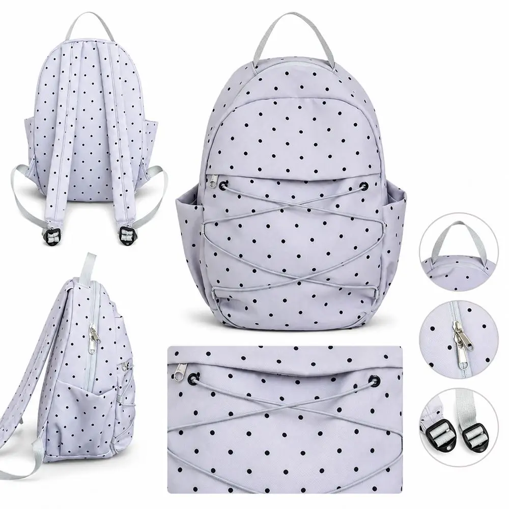 Polka Dot Pattern Polka Dot Backpack Multiple Pockets Adjustable Shoulder Straps Student Backpack Cute Style Zipper Closure