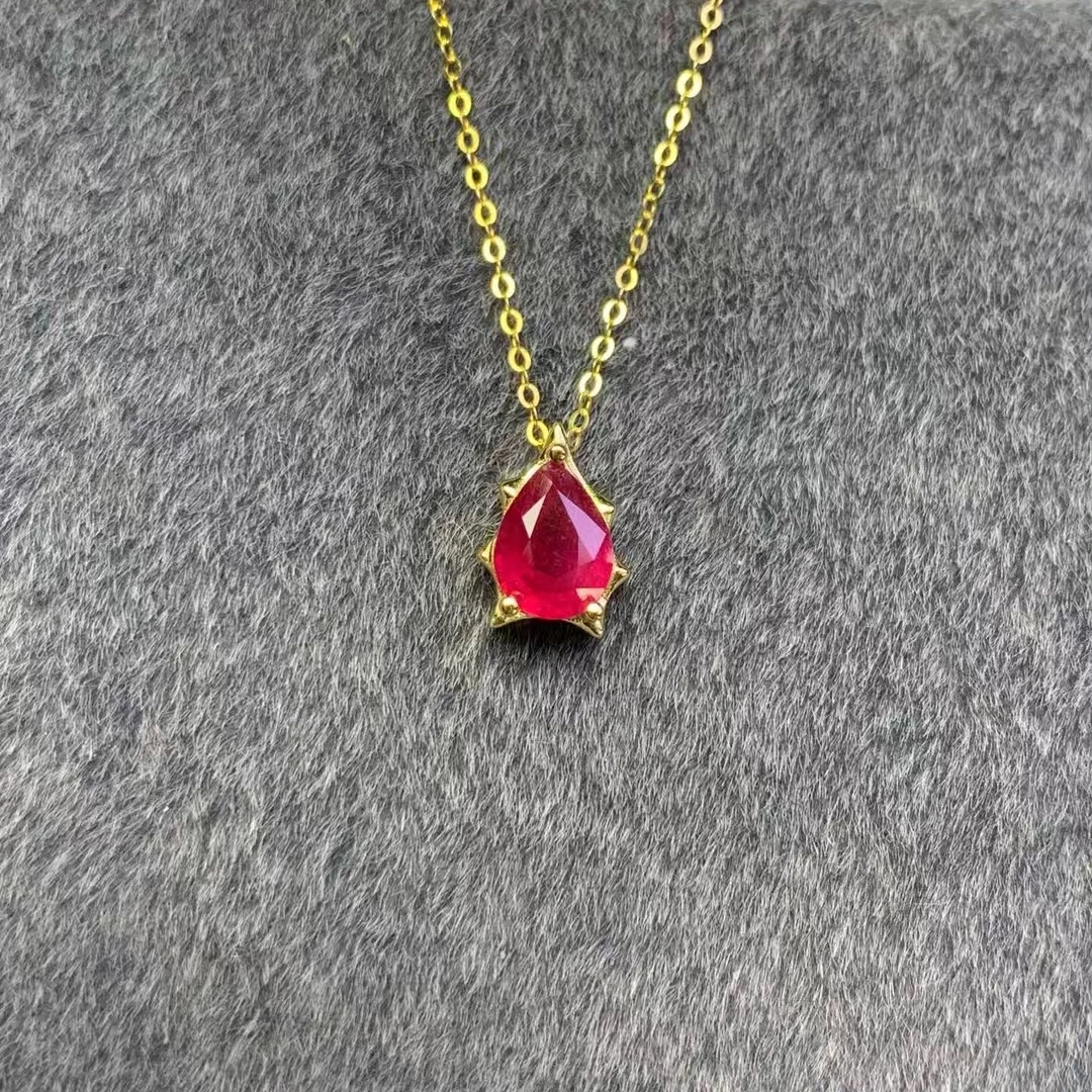 KJJEAXCMY Natural Ruby Pendant S925 silver , electroplated locking color process, high clarity Full of luster Support testing