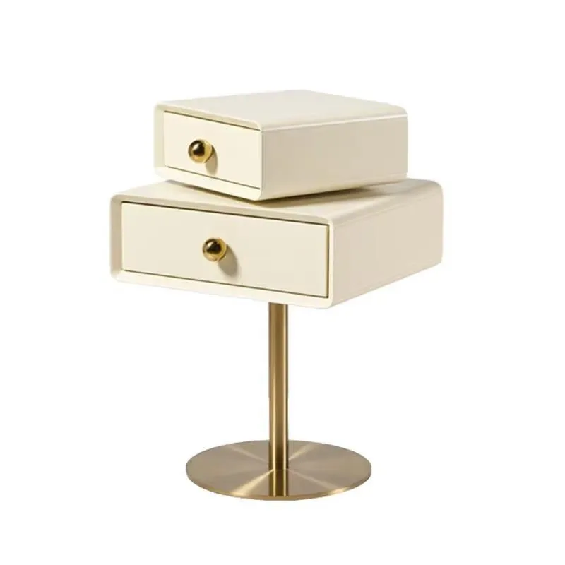 Modern Wooden Bedside Table with Drawers Simple Living Room Desk Rotatable for Home Use Lamp Placement