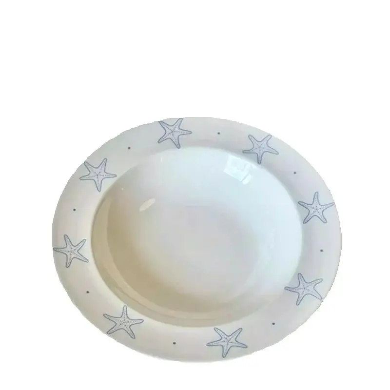 Vintage Purple Starfish Straw-hat-shaped Bowl New Household 9 Inch Decoration Firing Craft Ceramic Plates Creative Pasta Plate