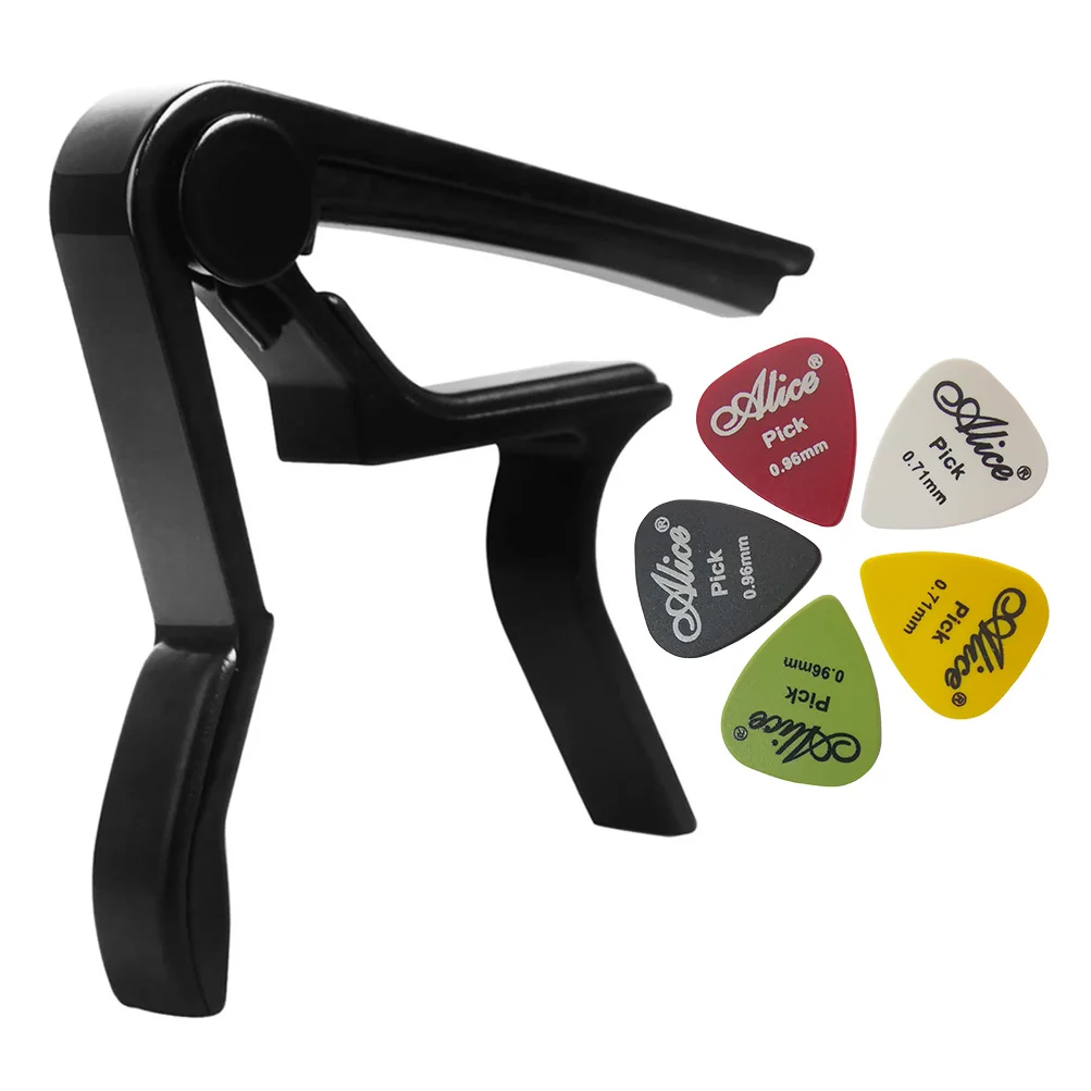 Universal Guitar Capo Quick Change Clamp Key Aluminium Alloy Metal Capo for Electric Guitar Ukulele Mandolin with 5 Guitar Picks