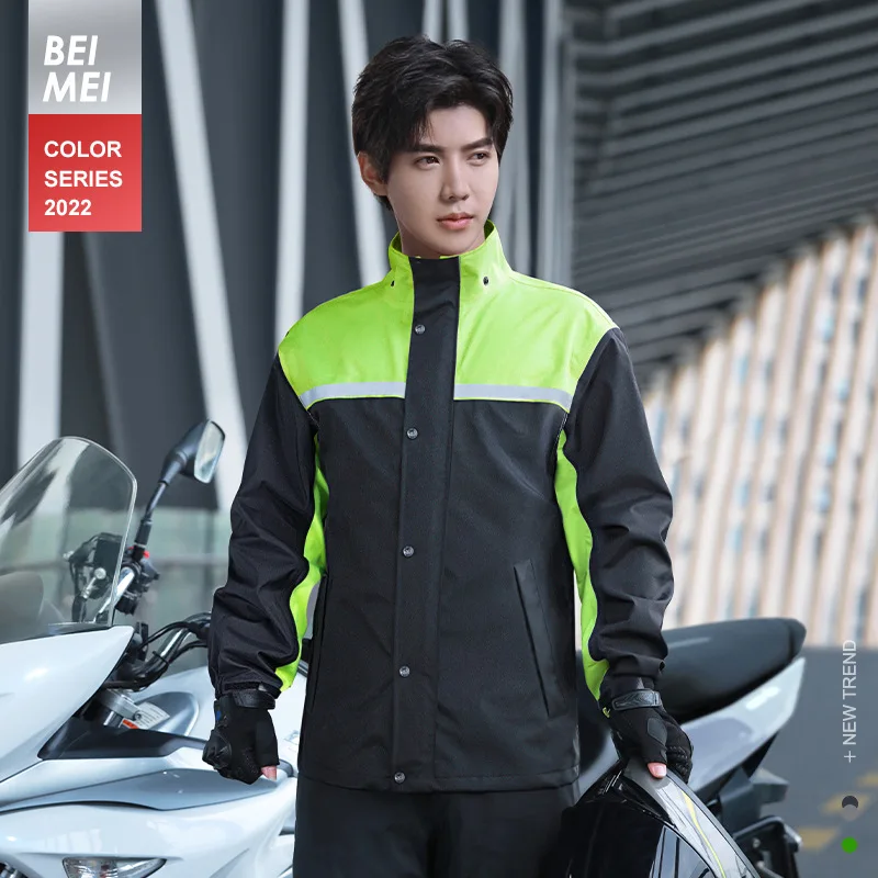 

Fashion Thickened Split Rainwear Color Matching Sports Rainsuit Men Waterproof Riding Motorcycle Raincoat우비дождевикCapa De Chuva