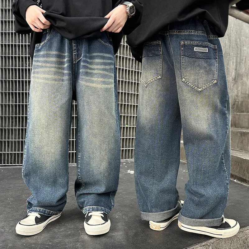 Kids Boys Denim Clothes Pants Children Wears Clothing Bottoms Baby Boy Loose Jeans Trousers 4 5 6 7 8 9 10 11 12 13 14 Years