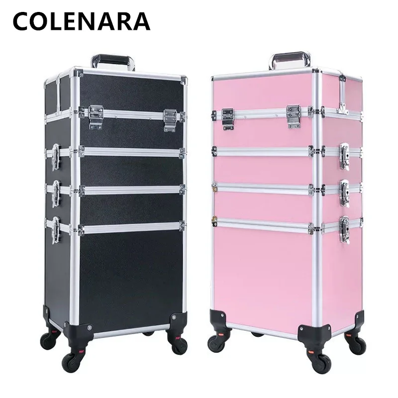 COLENARA New Luggage Women\'s Large-capacity Trolley Bags Fashion Beautician Makeup Case Removable with Wheels Rolling Suitcase