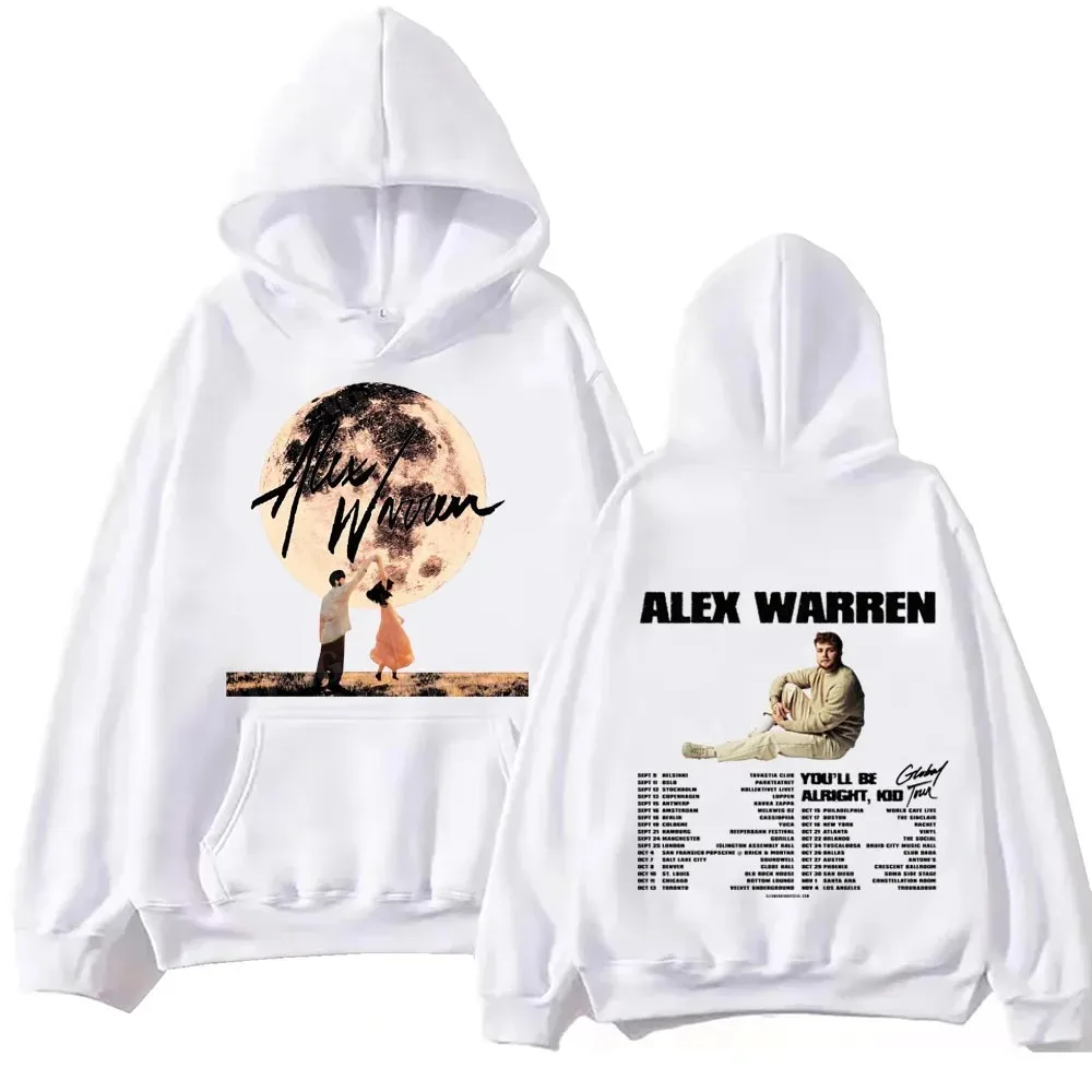 Harajuku hip hop solto hoodie alex warren tour 2025 impresso moda casual impressão hoodie y2k esportes moletom outono unisex
