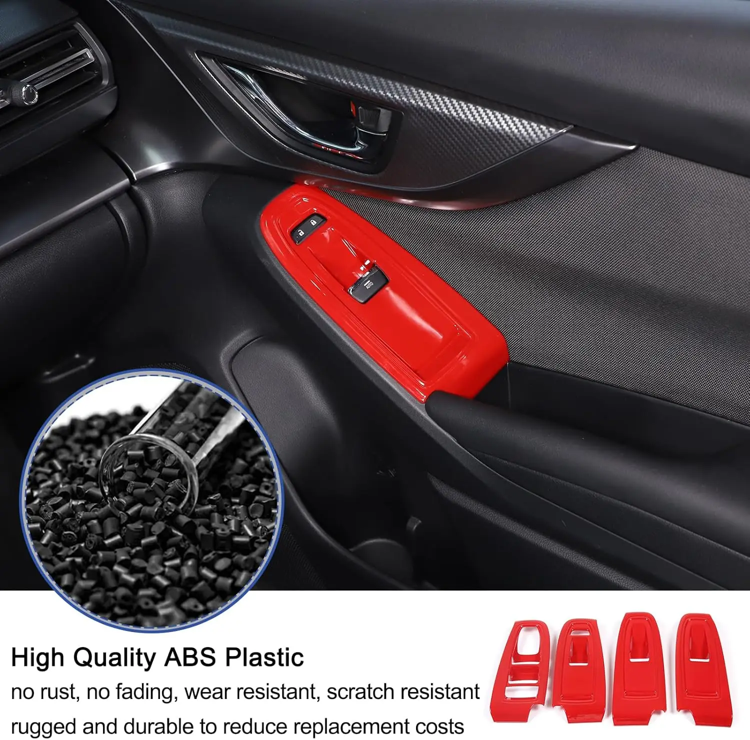 4pcs ABS Carbon Interior Window Lift Switch Control Button Cover For Subaru WRX VB Levorg 2022-2026 Decorative Trim Accessories