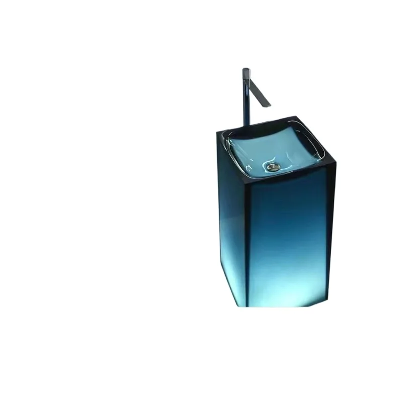 

Integrated floor to ceiling bathroom outdoor courtyard hand wash basin color transparent resin art column