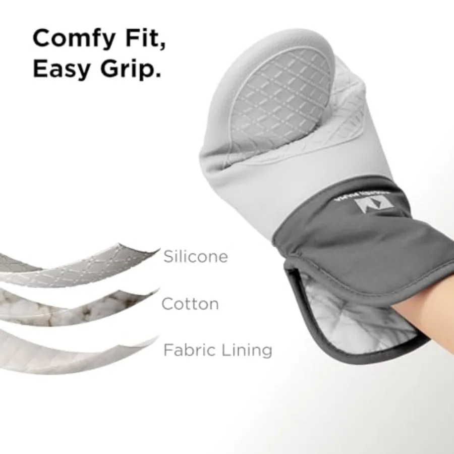 قفازات فرن من السيليكون فائقة الدرع مقاومة للحرارة وغير قابلة للانزلاق ومقاومة للبقع من السيليكون قفازات الطبخ أصحاب الوعاء للخبز والشوي #4