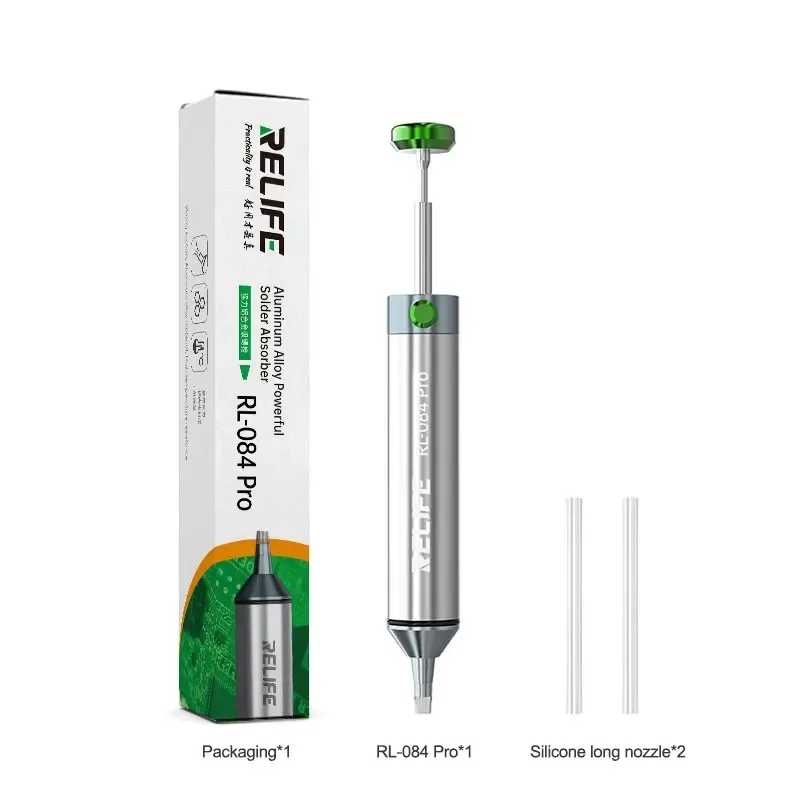 RELIFE RL-084 Pro Strong Suction Aluminum Alloy Desoldering Sucker Powerful Vacuum Suction for PCB Solder removal tools