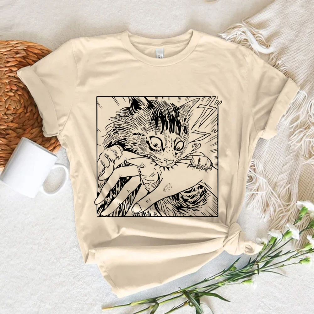 T-shirt graphique Kitten Neko Cat pour femme, t-shirt manga mignon, vêtements Y2K japonais des années 2000