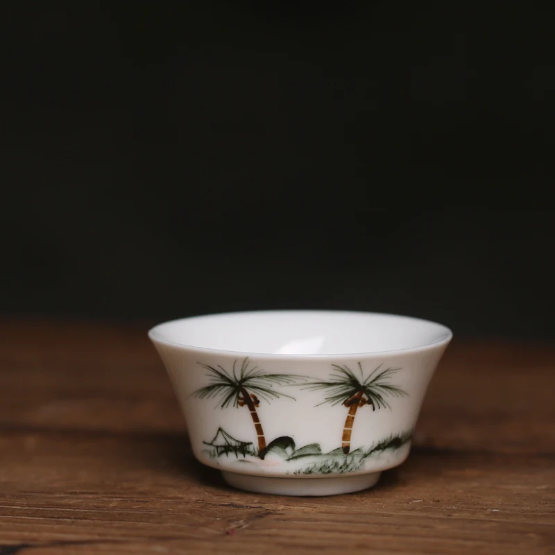 In The 1990s, Hand-painted CoConut Cups From Old Chaozhou, With Open Summer Cups, Kung Fu Tea SetS, HigH-temperature CeramiC