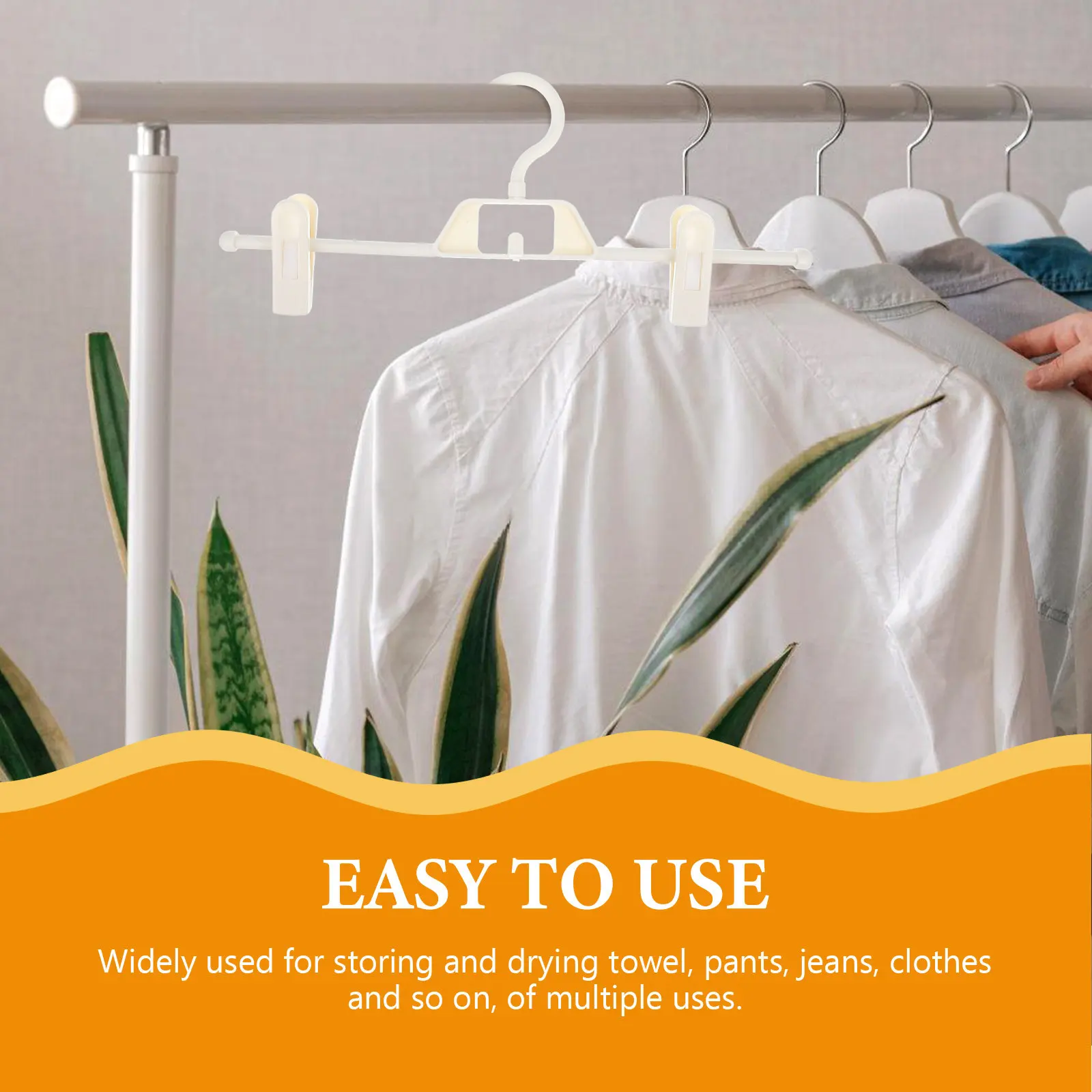 5Pcs Premium Plastic Pants Clip Hanger Adjustable Stretchable for Pants Bust Skirt Drying Rack Household Clothes Storage Hanger