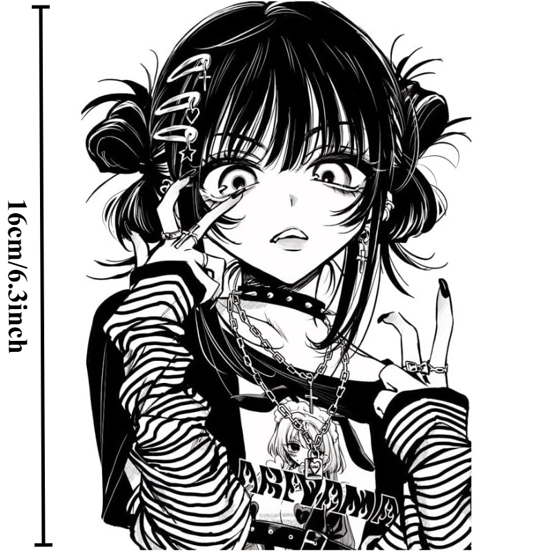 1Pc Black White Gothic Anime Girl Vinyl Sticker Waterproof UV Resistant For Car Motorcycle Otaku Decor Holiday Gift