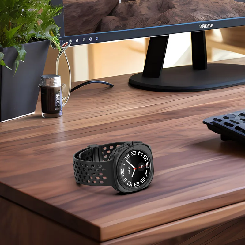 Silicone Watchband Strap For Samsung Galaxy Watch Ultra 47mm Sport Wrist Magnetic D Buckle Replacement Band Bracelet
