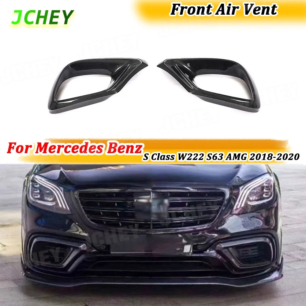 

JCHEY сухой карбоновый передний бампер из FRP, декоративный вентиляционный отверстие для Mercedes Benz S Class W222 S63 AMG 2018-2020, украшение бампера