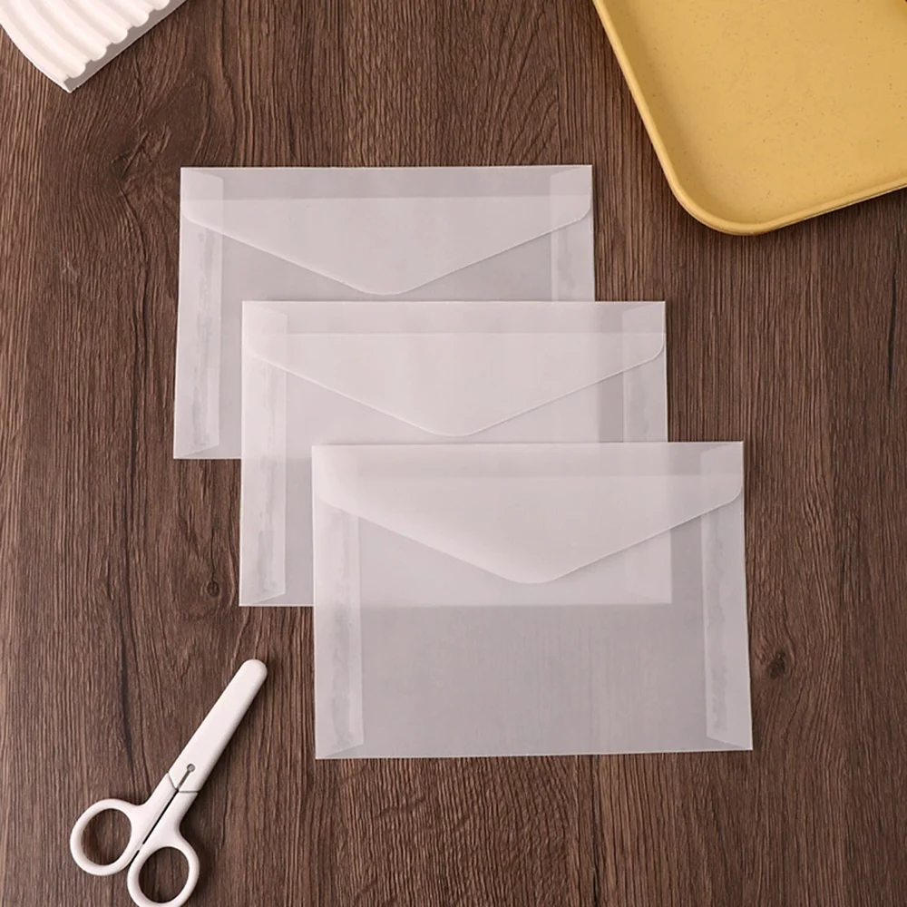 10Pcs Transparent Sulfuric Acid Paper Envelope DIY Postcard Card Storage Wedding Invitation Gift Packing Envelope