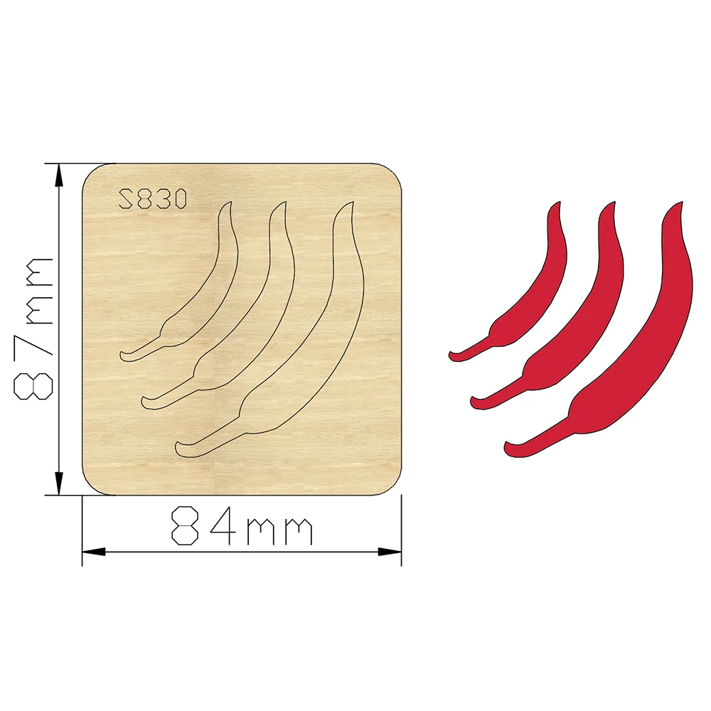 New Multi-Size Chilli Dies Cutting Wooden Knife Die Compatible With Most Manual Die Cut Cutters