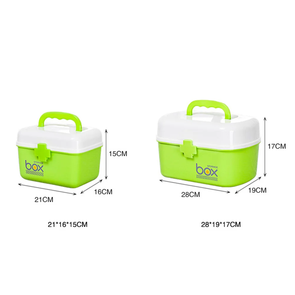 First Aid Kit Box Light Green Size S Removable Tray Handle Large Capacity Multi Uses Storage Organizer Portable