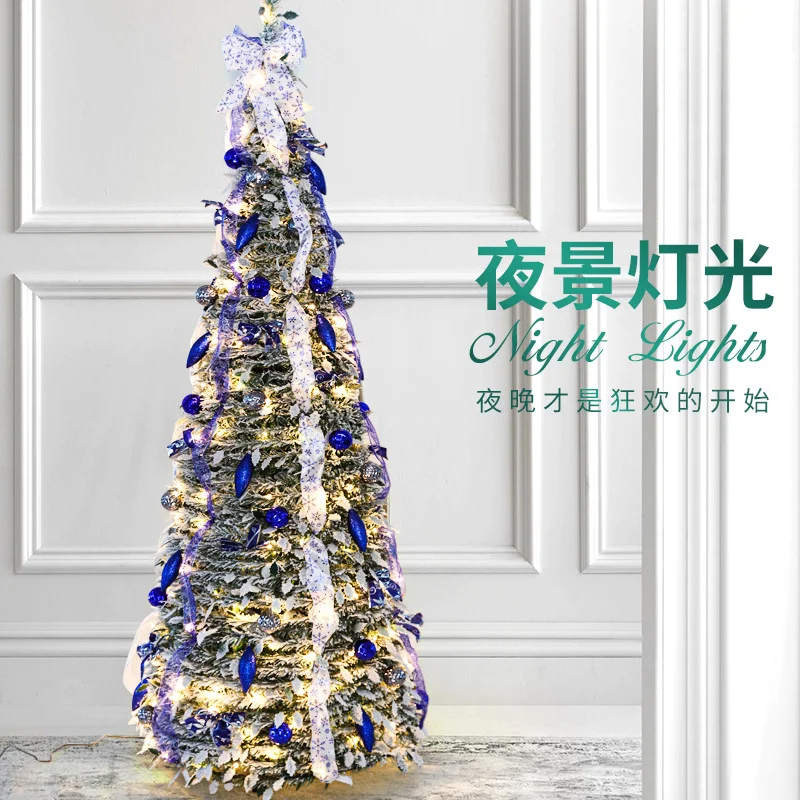 

High quality Foldable Pre-Decorated Christmas Tree with lights Pop-Up Festive Decoration Home Decor Portable Christmas Tree