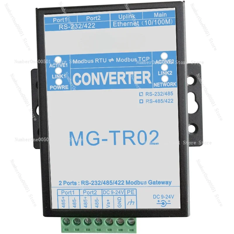 MG-TR02 Two Port Modbus Gateway RTU to TCP Converter 2 Channel RS232 485 Serial Port Industrial Communication Module -095