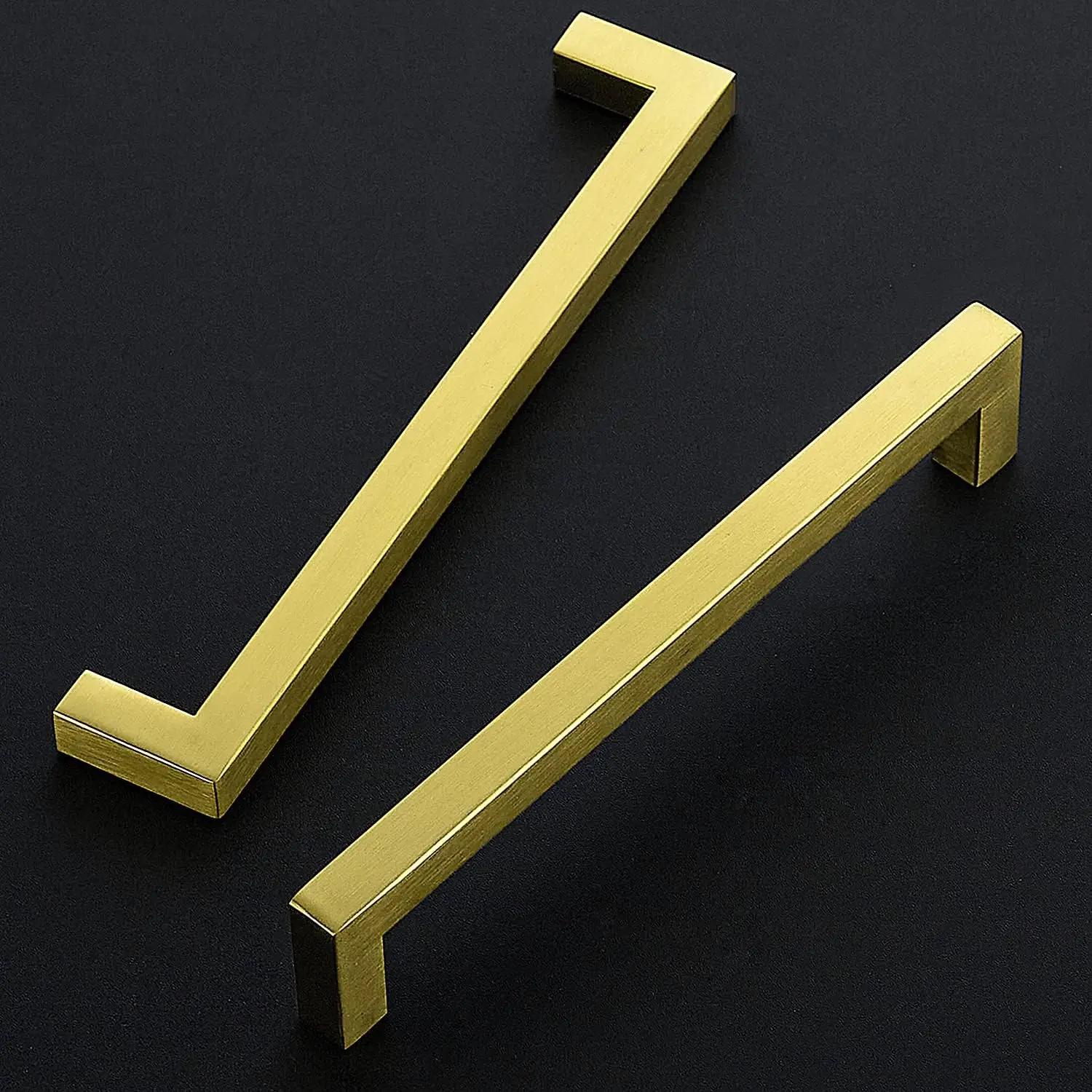 7 1/2 INCH BRUSHED BRASS CABINET HANDLES 40 PACK STAINLESS STEEL SQUARE BAR PULLS FOR KITCHEN DRAWERS CUPBOARDS DRESSERS