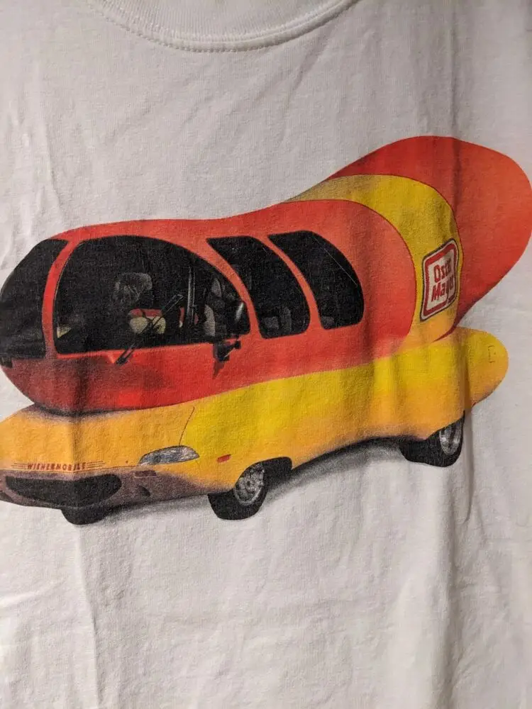 Vintage 90s Oscar Mayers Hot Dogs Food Truck White Large T-Shirt