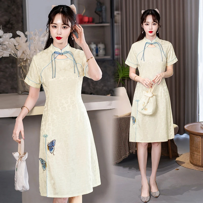 

Fashion Improved New Short Sleeve Cheongsam Traditional Chinese Vintage Qipao Dress