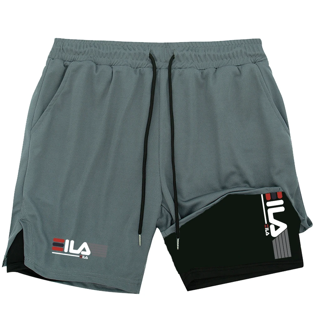 Shorts esportivos masculinos 2 em 1, shorts de corrida, academia, fitness, treinamento, corrida, roupas astronômicas