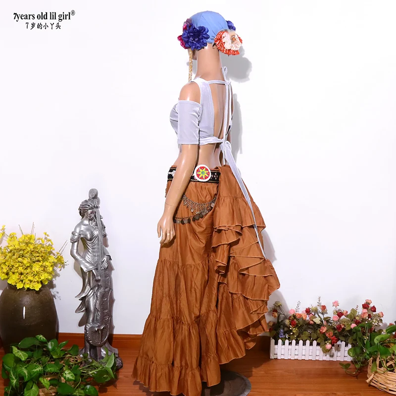 Dança do ventre dança veludo gordura chance tribal choli traje curto manga gota topo cjj58