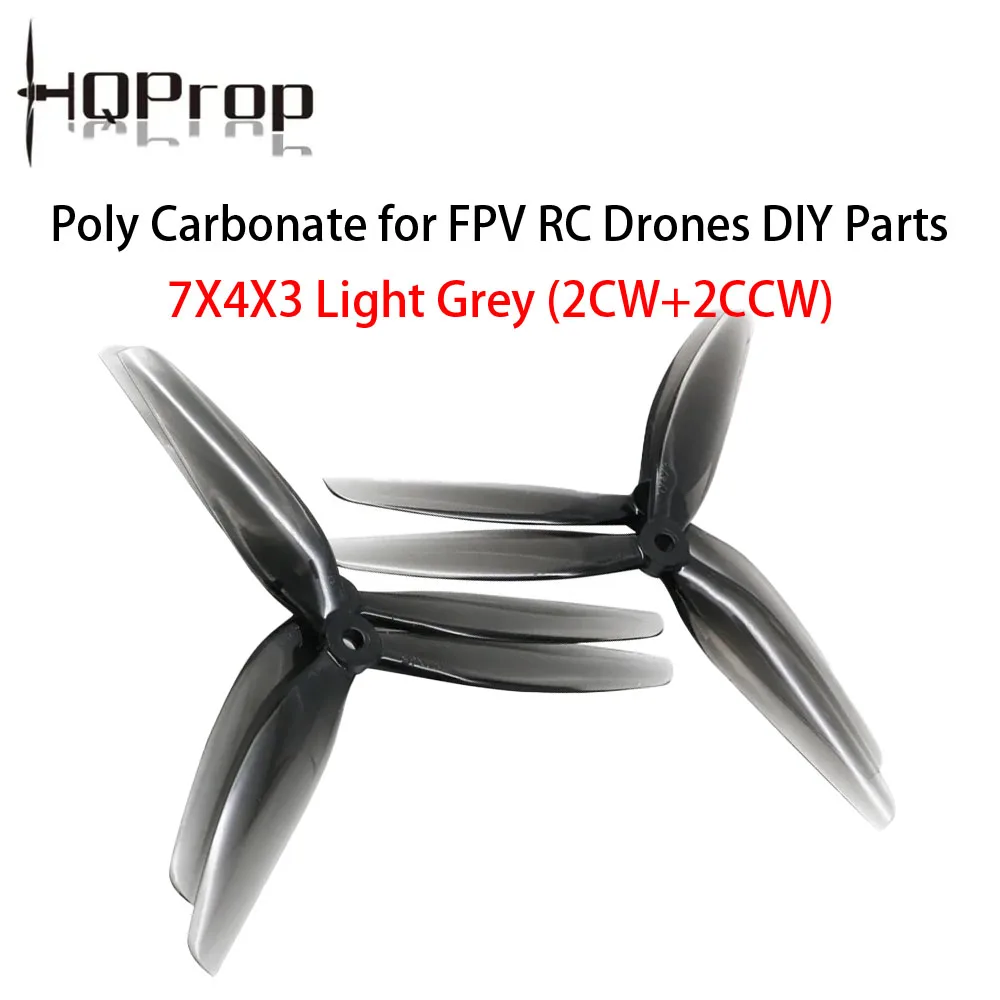 HQProp 7X4X3 7040 7inch 3 blade/tri-blade Propeller Light Grey (2CW+2CCW) Poly Carbonate for FPV RC Drones DIY Parts