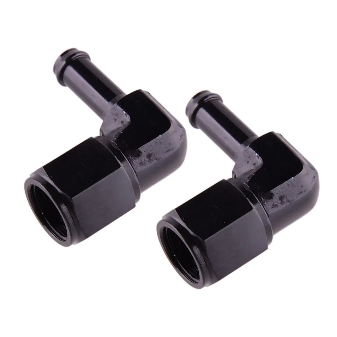 

2Pcs Swivel 90 Degree 6AN to 3/8 & 5/16 Barb Female Fittings Adapters Aluminum Alloy for Fuel Line Pump Filter Black