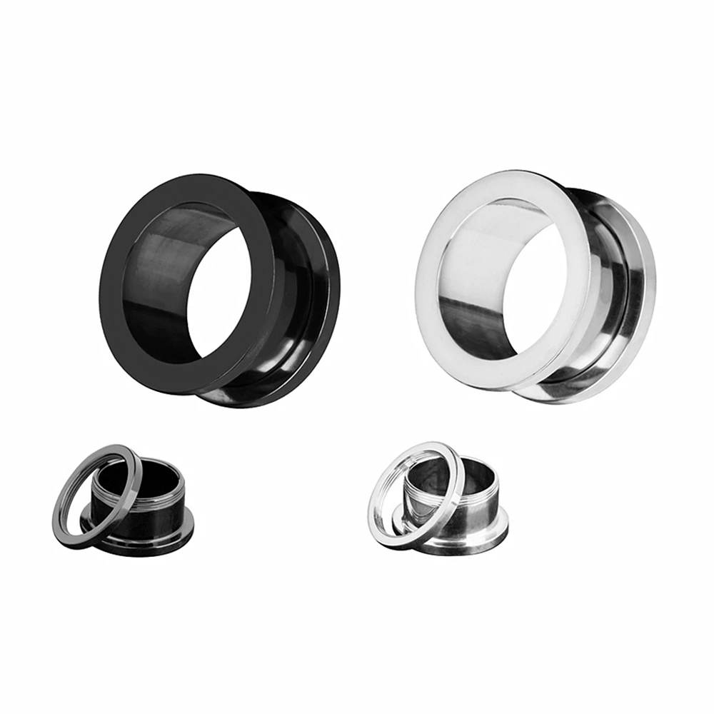 4X Combination Black Steel Ear Plug Screw Fit Stretcher 3mm - 25mm Gauge Flesh Tunnel Double Flared Expander