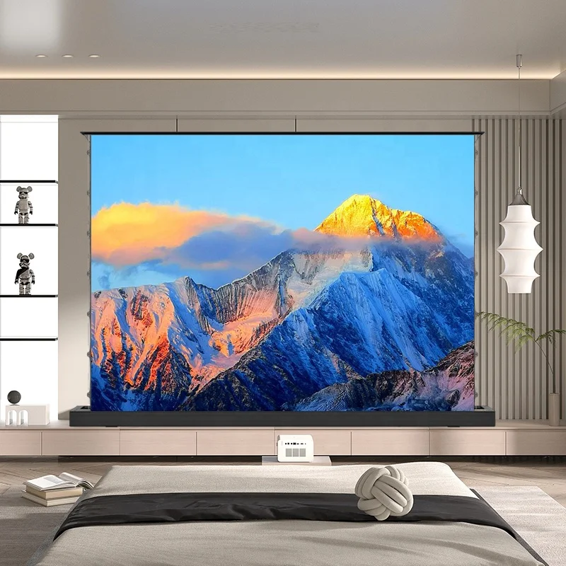 110 Inch Voice Intelligent Control 16:9 Motorized Floor Rising Alr Projection Screen 8K Home Theatre Projectors Screen