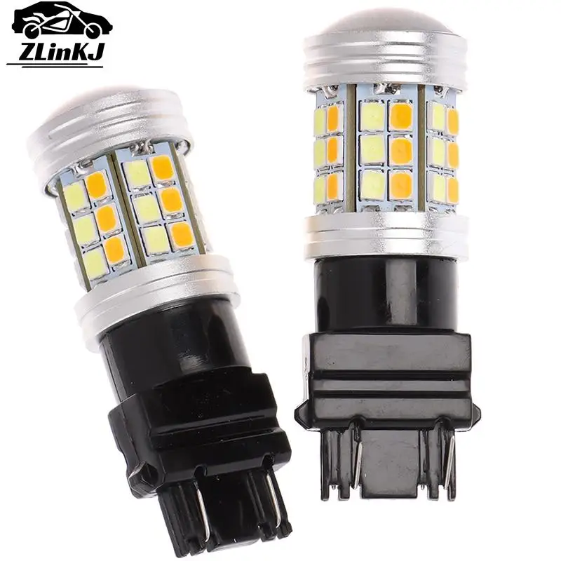 2pcs 12V DC 5W Led Bulb DRL 3157-2835-45SMD Led Auto Lamp Dual Color T25 3157 LED Turn Signal Light
