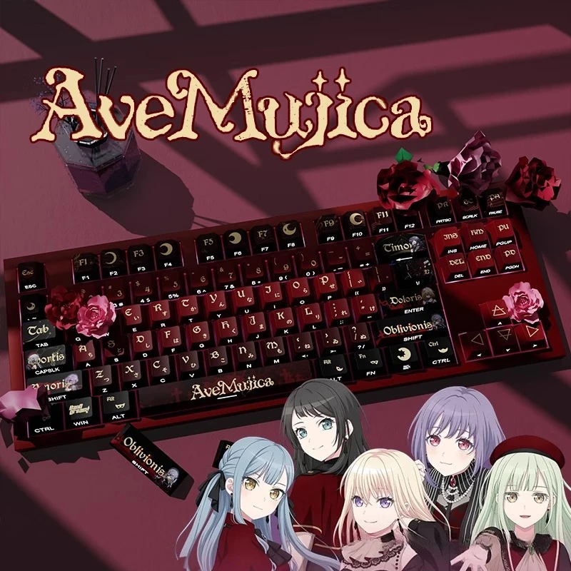 

AveMujica Theme Keycap Set Custom PBT Keyboard Cap Cherry Profile Translucent Anime Keycap for Mechanical Keyboard Accessories