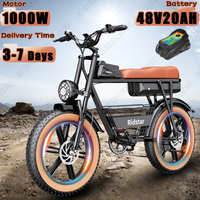 Ridstar E-bike 1000W Powerful Motor 48V20AH Lithium Battery Electric Bicycle Adult 20*4 Inch All-terrain Fat Tire Electric Bike