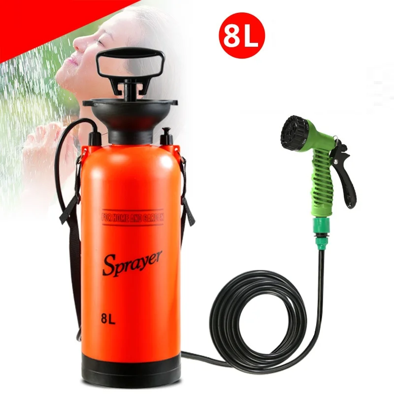 5L/8L Wielofunkcyjne narzędzie do mycia samochodu Przenośny zewnętrzny prysznic kempingowy z 7 trybami kolumny wody w sprayu Opryskiwacz do mycia samochodu