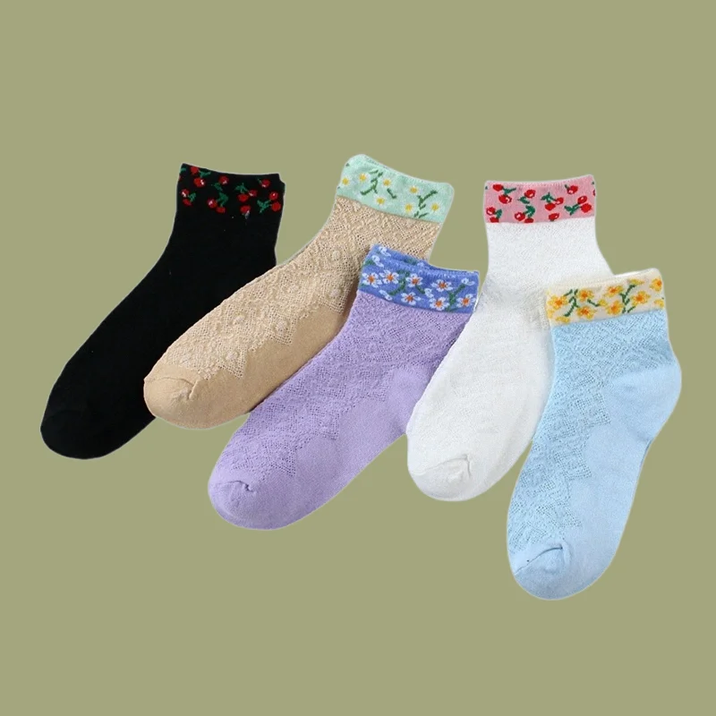 

5/10 Pairs New Three-dimensional Embossed Pattern Socks Comfortable Breathable Sweat-absorbent Casual Shallow Boat Socks