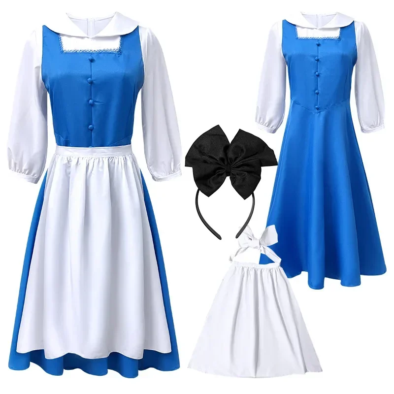 تأثيري أليس في بلاد العجائب خادمة زي لوليتا تأثيري حلي الأم وابنتها فستان مجموعة فستان حفلة عطلة مع رأس المئزر