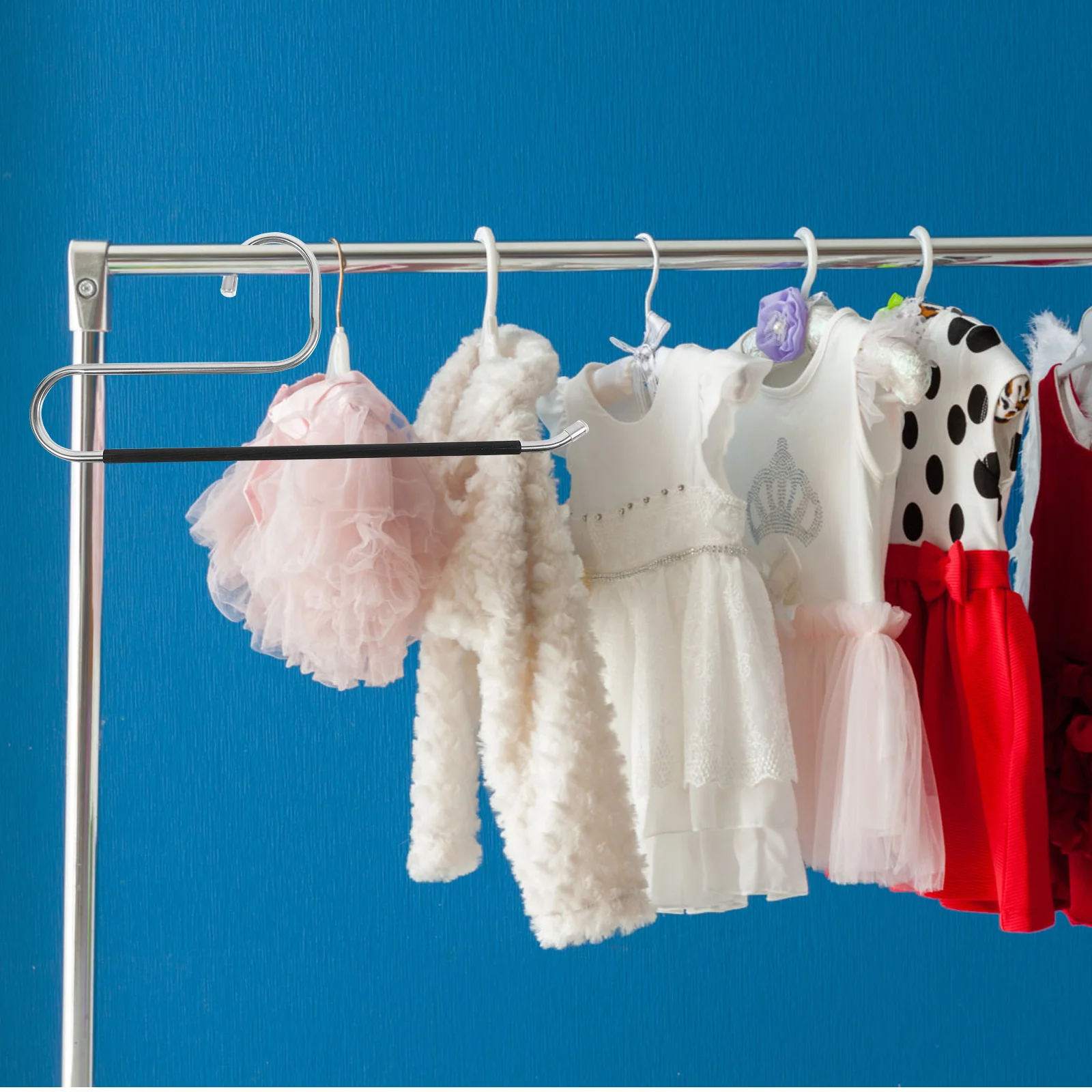 

6pcs Stainless Steel Pants Hangers Anti-Slip Open Ended Trousers Organizers For Jeans Scarves Belts Wardrobe Space Saving