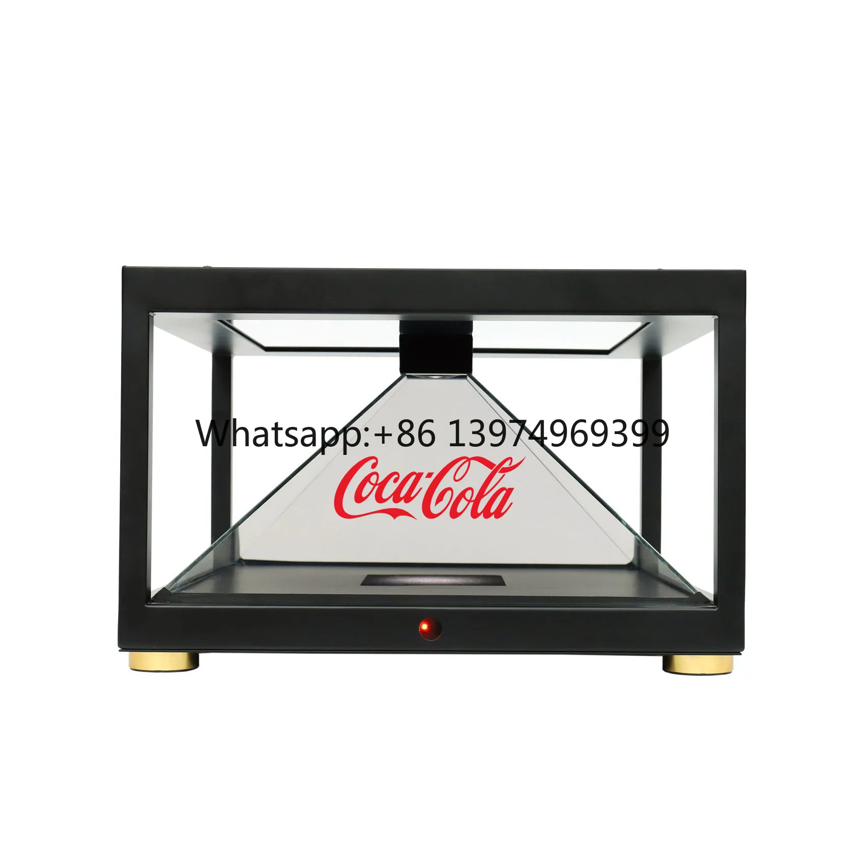 19'' 4 Sided Box Holographic Display 3D Pyramid Projection Black/White 360 Degree View Advertising Use