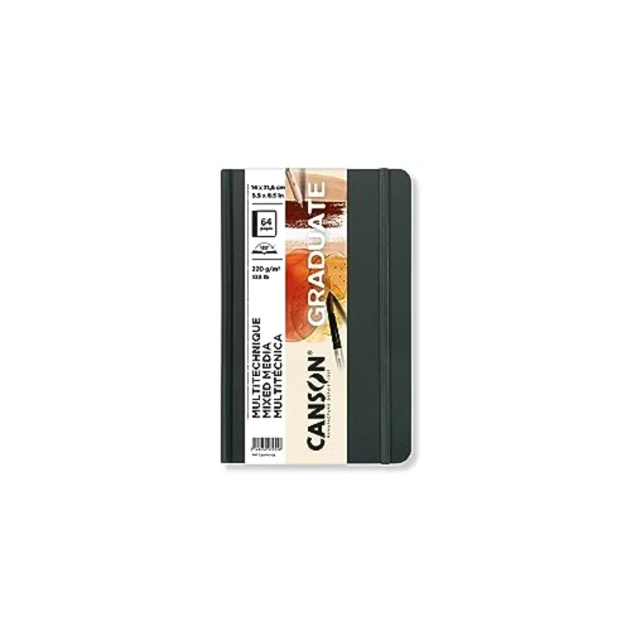 

Graduate Toned Natural Mixed Media Paper, Hard Cover Art Journal, Inch, 32 Sheets — Artist Paper for Collage, Watercolor, Ink,