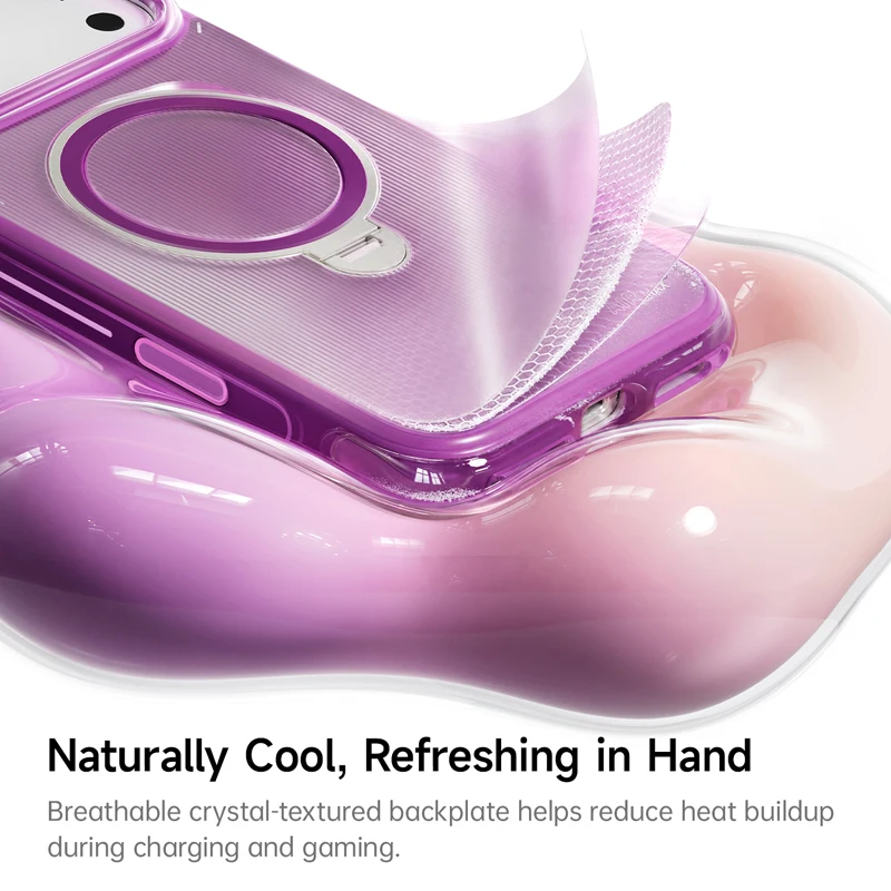 Baseus 360° Rotating Magnetic Phone Stand Case with Holder Hoop Ring Airbag Full Protection Magnet Case for iPhone 18 17 Pro Max view 6