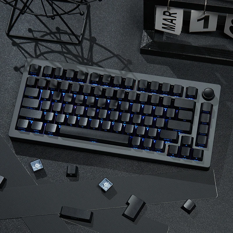 Minimalist ische schwarze Tasten Tasten kappen Kirsch profil pbt Double Shot Keycaps Seite leuchten durch Druck für mx mechanische Tastatur Kit