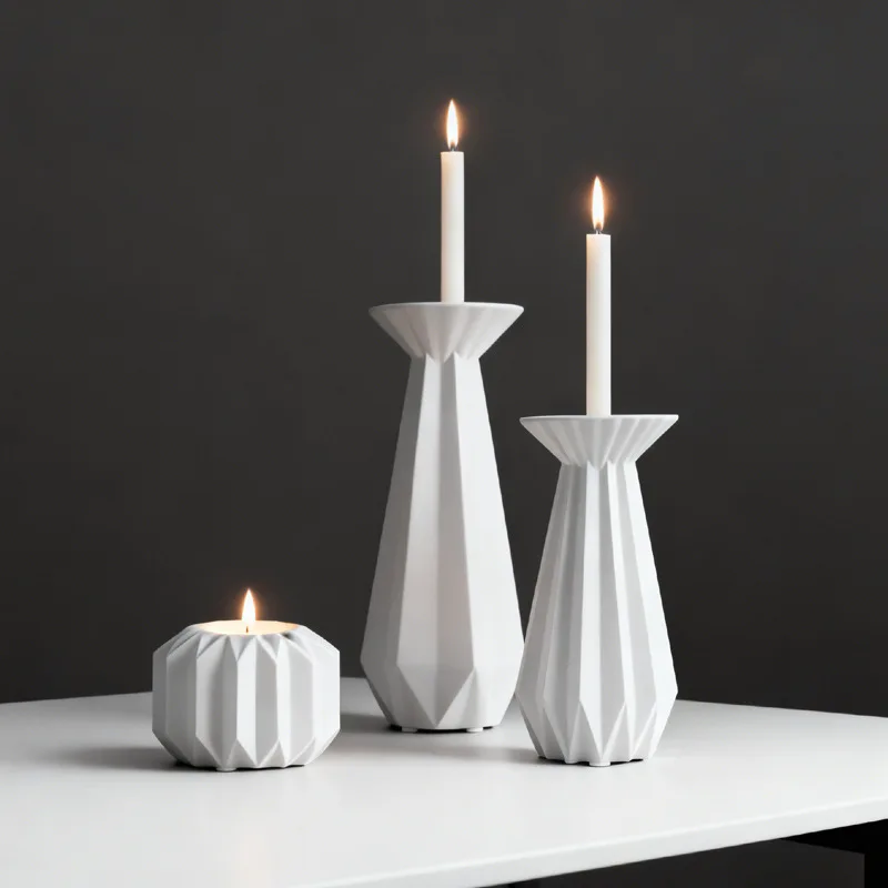 Nordic Modern Ceramic Candle Holder Ornament Creative Origami Candle Holder Table Atmosphere Decoration