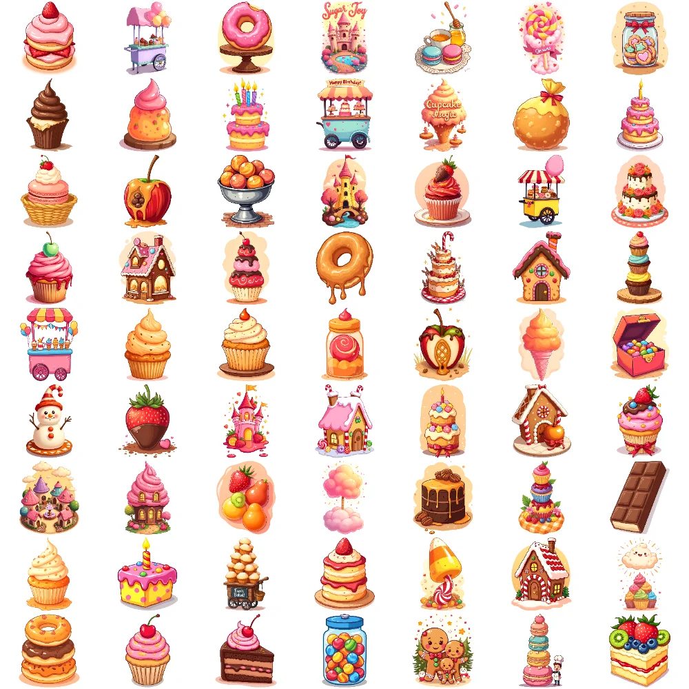 63 Pcs Cute Candy Cake Temporary Tattoos Waterproof Body Stickers Sweet Dessert Fake Tattoo Decals for Adults Kids Boys Girls