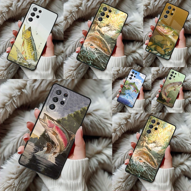 Trout Fish Fishing Phone Case For Samsung Galaxy S24 S25 S26 Ultra S22 S23 Plus S21 S20 FE Note10 TPU Cover