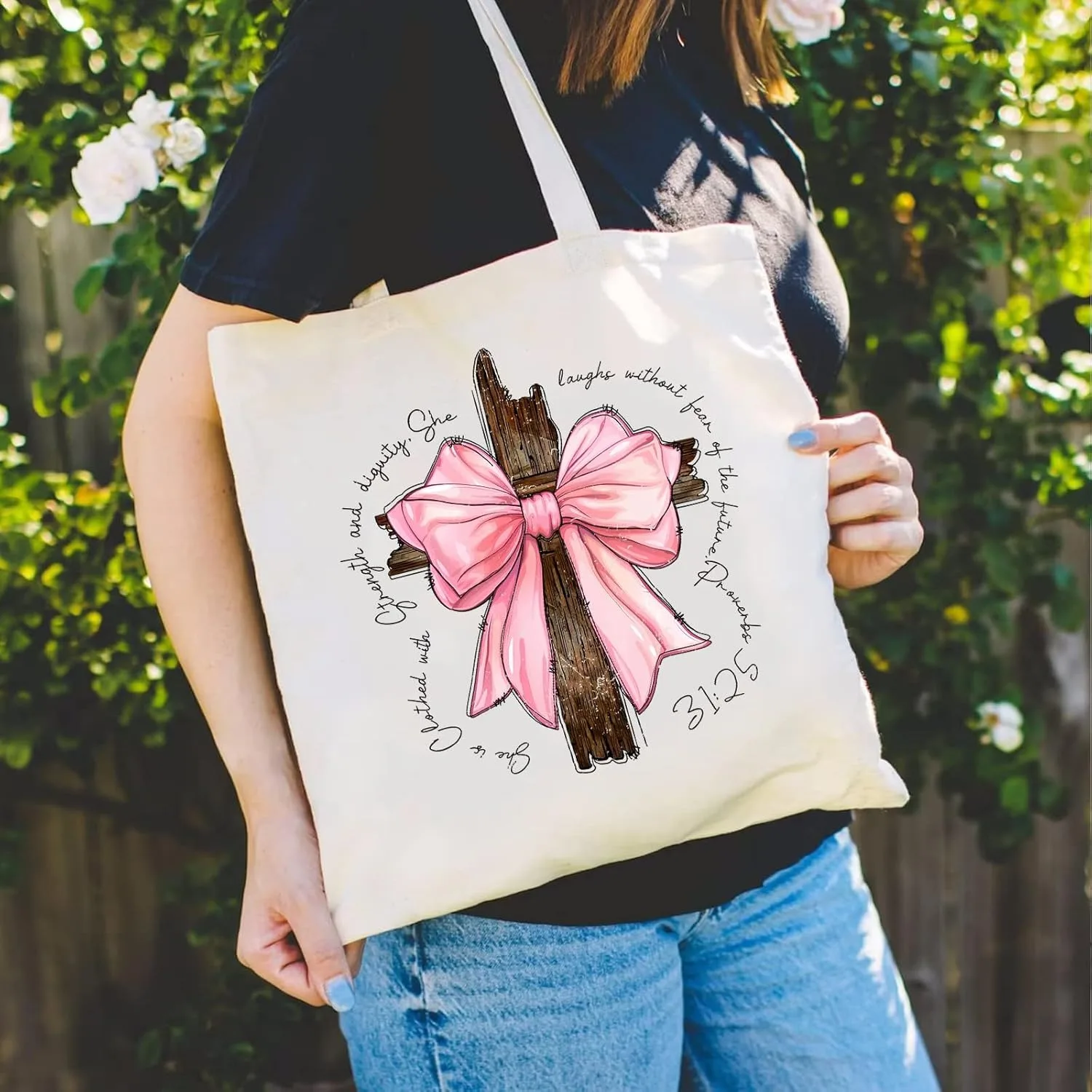 

Bow tie Canvas Aesthetic Tote Bag with Inner Pockets, Cute Cloth Cotton Tote Bags for Women Graphic Tote Bag for School
