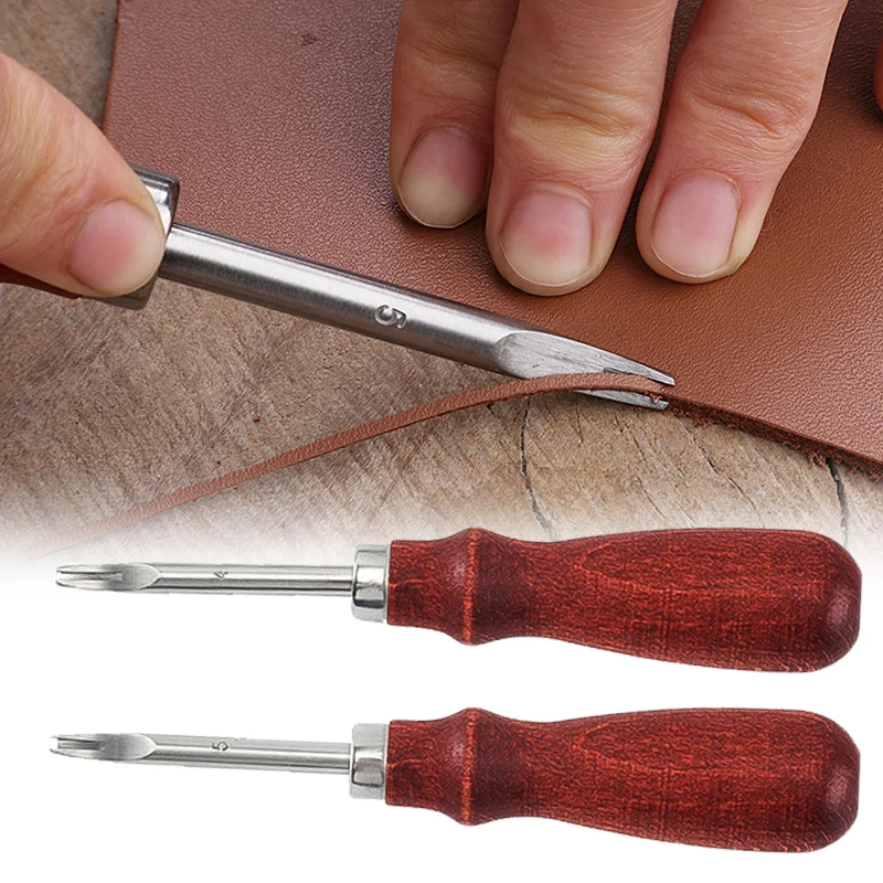 Chanfrador de borda comum de couro, ferramenta de corte de borda afinada para chanfrar lâmina em forma de v com centro arredondado para tirar a borda