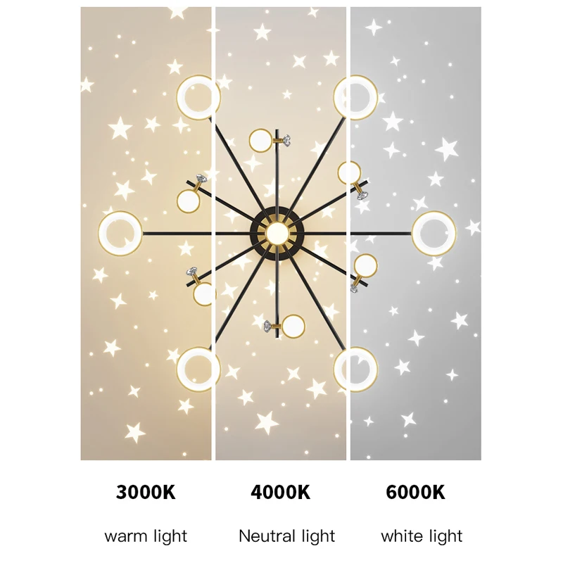 2024 Modern LED Chandelier For Living Room Bedroom Dining Room Kitchen Smart Remote Ceiling Pendant Light Indoor Decorative Lamp